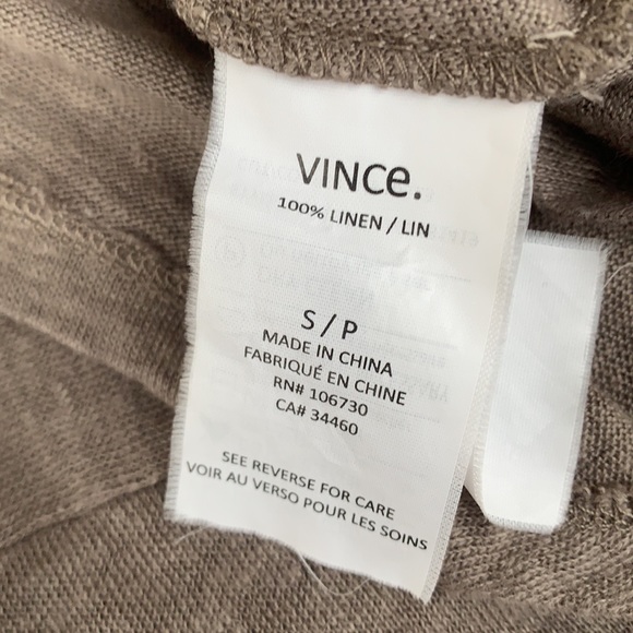 Vince linen long sleeve pocket henley top in taupe - Picture 10 of 11